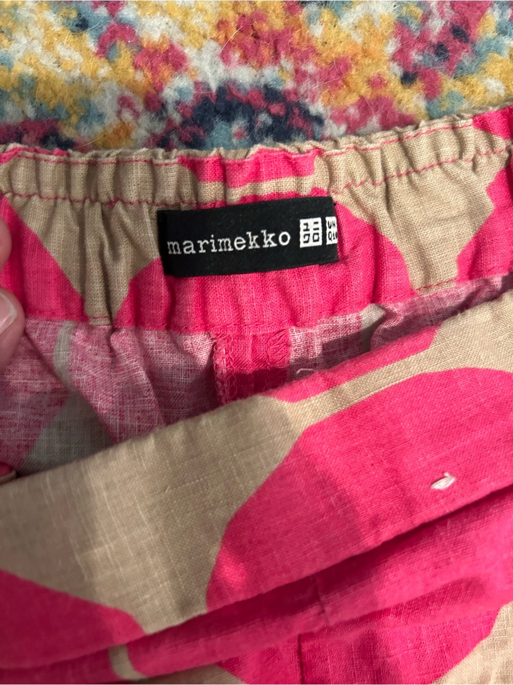 Uniqlo x Marimekko Linen Pink Polka Dot Wide-Leg Cropped Pants - Picture 4 of 6